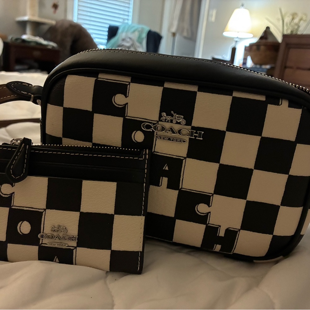 Coach Checkered Crossbody Bag and Card Holder